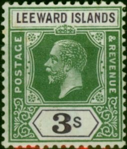 Leeward Islands 1922 3s Bright Green & Violet SG76 Fine MM 