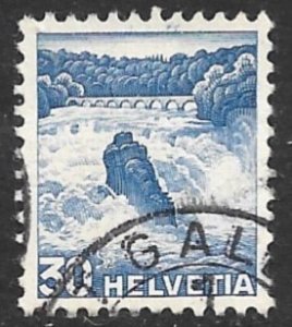 SWITZERLAND 1936-40 30c RHINE FALLS Grilled Gum Pictorial Sc 234a VFU
