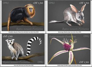 United Nations Geneva 2021 MNH Stamps Animals Plants Monkey Endangered Species