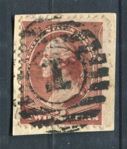 USA; 1870s early classic Washington issue used shade of 2c. + Postmark