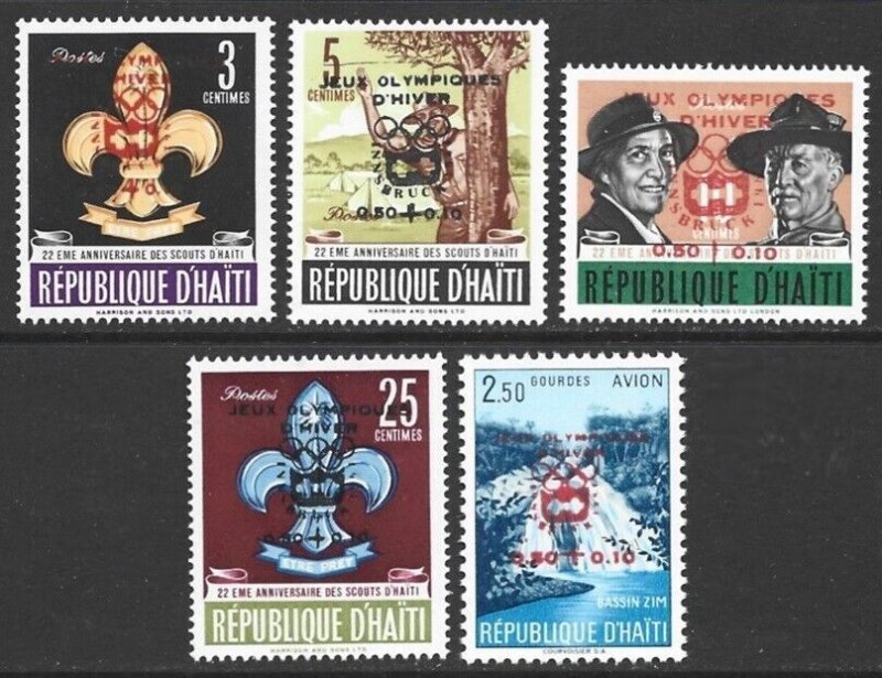 1964 Haiti Scout Set Ovpted for INNSBRUCK OLYMPICS #B31-34, CB49 VF-NH-