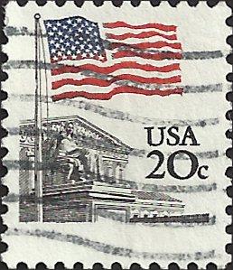 # 1894e USED BULLSEYE PERF. 11.2 SHINY GUM FLAG OVER CAPITOL