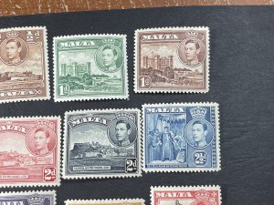 MALTA # 191-205---MINT/HINGED**(SLIGHT EVEN TONING)**---COMPLETE SET---1938-43