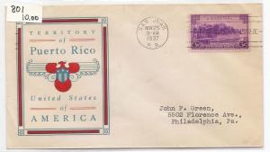 801 ADRESSED UNKNOWN COLOR CACHET FDC PUERTO RICO