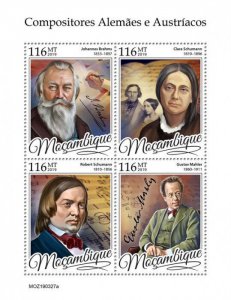 Mozambique 2019 MNH Music Stamps German & Austrian Composers Brahms Mahler 4v MS