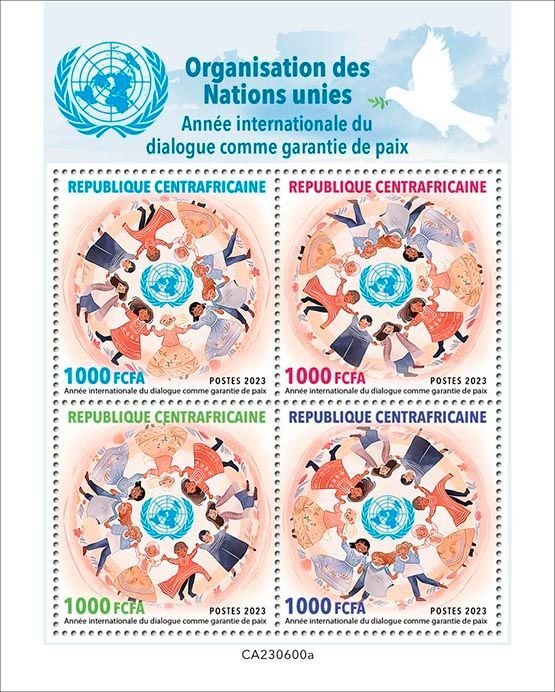 C A R - 2023 - International Year of Dialogue - Perf 4v Sheet -Mint Never Hinged