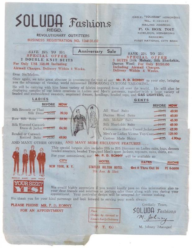 Hong Kong: Advertising Aerogramme sent w/ meter stamp 1971