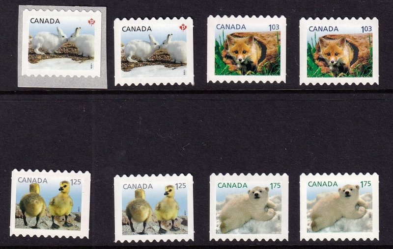 Canada 2011 -Baby Wildlife Def. All sets - MNH Die Cut  # 2425-2432i