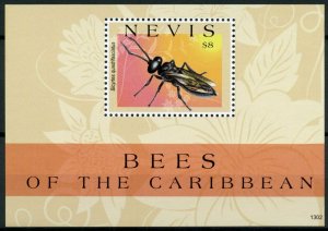 Nevis 2013 MNH Bees of Caribbean 1v S/S Insects Nature Bicyrtes Bee Stamps