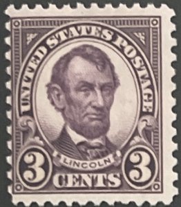 Scott #635 1927 3¢ Abraham Lincoln rotary perf. 11 x 10.5 MNH OG