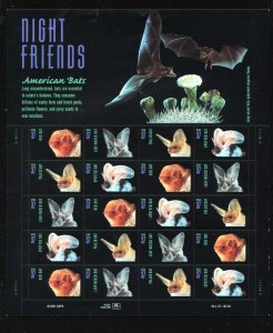 # 3661 - 3664 Night Friends 37¢ Sheet of 15 Stamps MNH Bats