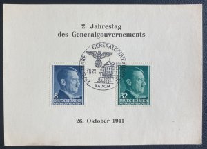 1941 Radom General Government Germany Postcard first Day Cover Second Year