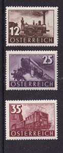 Austria  #385-387  MNH  1937  railway centenary