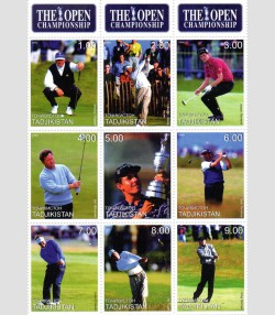 Tajikistan 1999 GOLF Players The Open Championship Sheet Perforated Mint (NH)