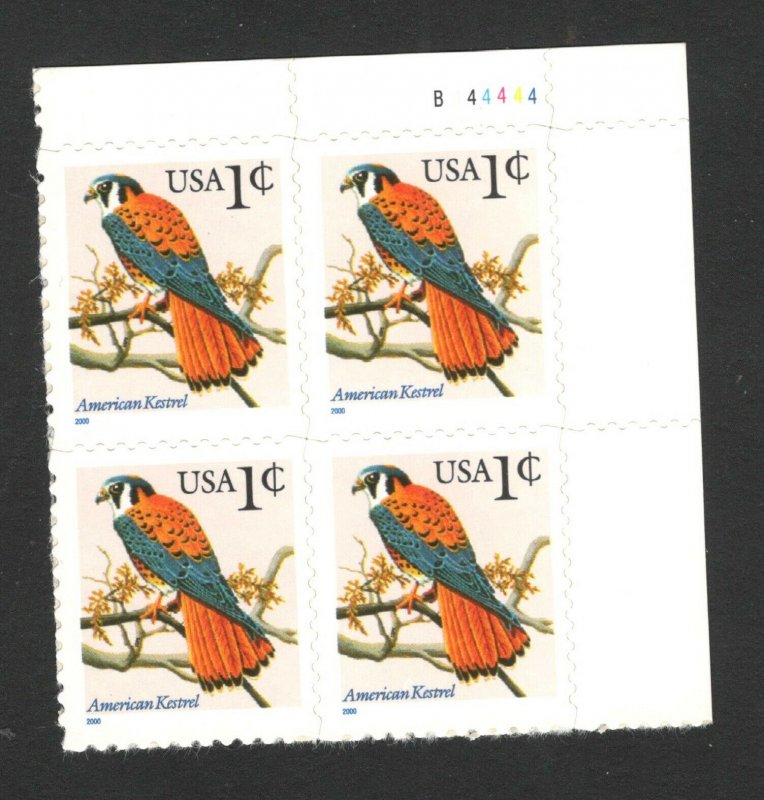 3031a American Kestrel Plate Block Mint/nh FREE SHIPPING