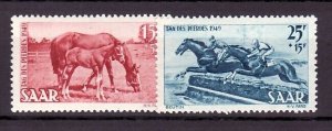 GERMAN AREA - SAAR Sc B67-8 NH ISSUE OF 1949 - HORSES