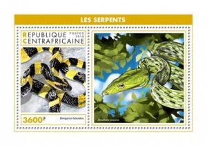 Central Africa - 2019 Snakes on Stamps - Stamp Souvenir Sheet CA18911b