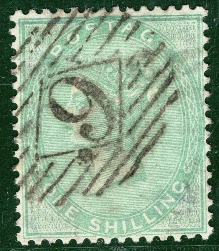 GB QV Stamp SG.73 1s Pale Green (1856) Superb Numeral Used Cat £350 RRED53