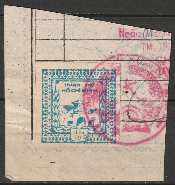 Vietnam ca. 1989 revenue 10d used on document