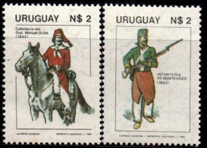 1981 Uruguay Army Day cavalry soldier infantryman #1106 - 1107  ** MNH