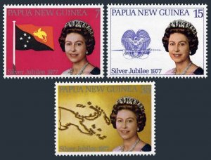 Papua New Guinea 462-464, MNH. Michel 321-323. Reign of QE II,25,1977. Arms,Map.