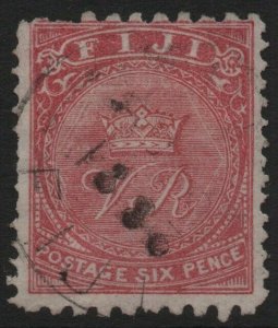 FIJI-1881 6d Rose Perf 10 x 12½ Sg 48 AVERAGE USED V39781