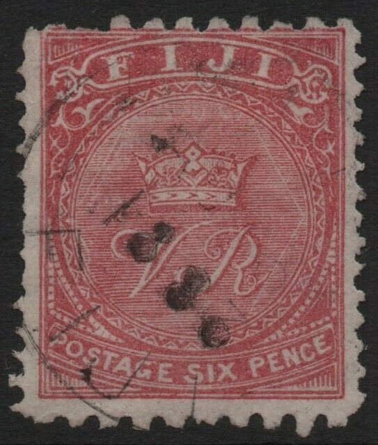 FIJI-1881 6d Rose Perf 10 x 12½ Sg 48 AVERAGE USED V39781