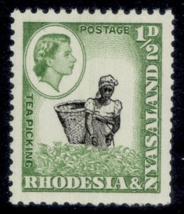 RHODESIA & NYASALAND QEII SG18a, ½d black & light emerald, LH MINT.