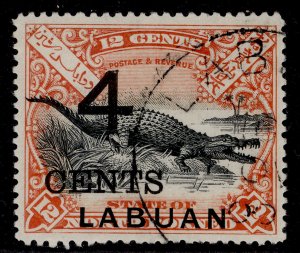 NORTH BORNEO - Labuan QV SG105, 4c on 12c , VERY FINE USED. Cat £38. CDS