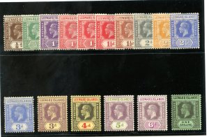 Leeward Islands 1921 KGV short set to 1s MLH. SG 58-73. Sc 61-76.