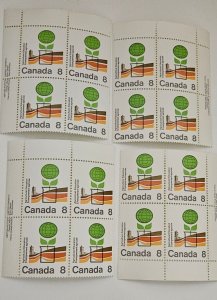 Canada 1974 Agricultural College  #640 M/S OF Plate Blocks MNH