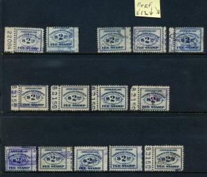 Scott #RK5 & RK18 Consular Service Fee Revenue Plate # & imprint Stamp Large Lot