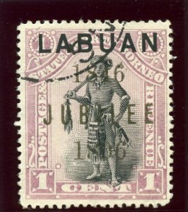 Labuan 1896 QV 1c black & grey-mauve very fine used. SG 83. Sc 66.