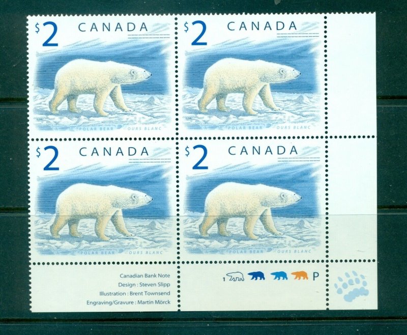 Canada - Sc# 1690. 1998 $2 Polar Bear MNH Inscription Blk. $13.00+