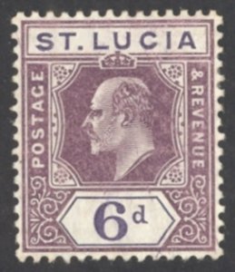 St. Lucia Sc# 61 MH 1907-1910 6p violet & red violet Edward VII Definitives
