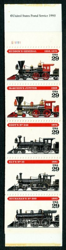U.S. Scott 2843-2847 MNH Intact Steam Locomotives Booklet
