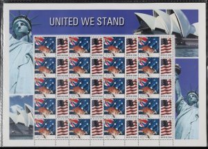 AUSTRALIA 2001 United We Stand $9 SES 45c Kangaroo USA flag tabs. MNH **.