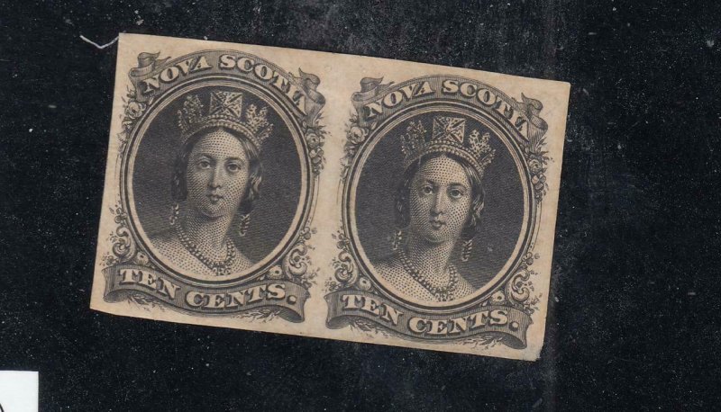 NOVA SCOTIA # 10TC VF-MINT PAIR OF 10cts Q/VICTORIA's PROOFS IMPERFS CV $200