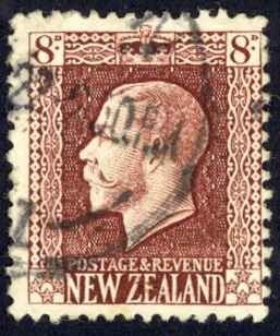 New Zealand Sc# 157 Used 1922 8p red brown King George V