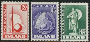 Iceland Scott 213-215 MH* 1939 NY world fair short set