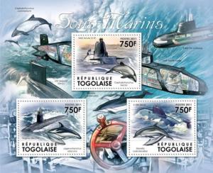 TOGO 2011 SHEET DOLPHINS MARINE LIFE SUBMARINES tg11611a