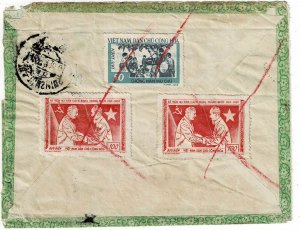 North Viet Nam 1958 Hanoi cancel on cover, Scott 61, 64