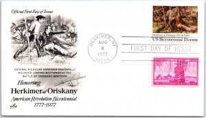 U.S. FIRST DAY COVER HONORING HERKIMER AT ORISKANY COMBINATION STAMPS 1977