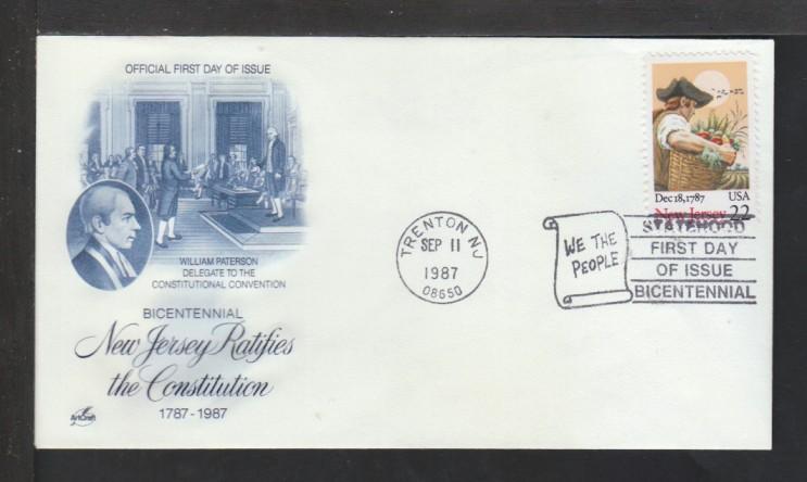 US 2338 New Jersey 1987 Artcraft U/A FDC 