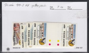 St Lucia 910-3 Bank gutter pairs mnh