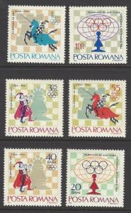 Romania 1966 Chess Olympics VF MNH (1815-20)