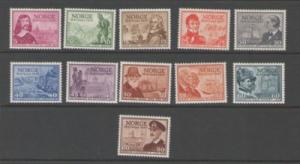 Norway Sc 279-89 1947 300 years Post Office stamps mint NH