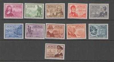 Norway Sc 279-89 1947 300 years Post Office stamps mint