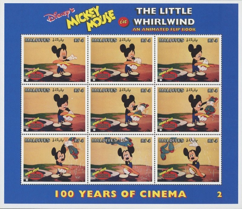 Disney Stamp Mickey Mouse The Little Whirlwind 2 Souv. of 9 Stamps MNH