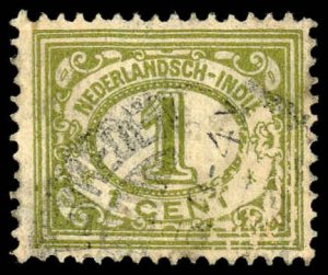 NETHERLANDS INDIES Sc 39 USED - 1902 1c - Numeral Design - See Desc.